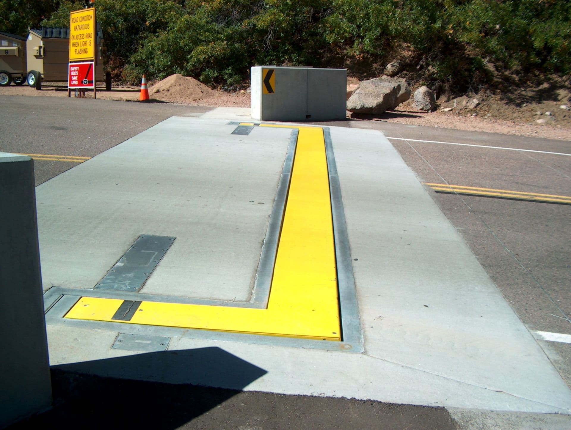 ProBarrier anti-ram vehicle barriers installed along a secured perimeter