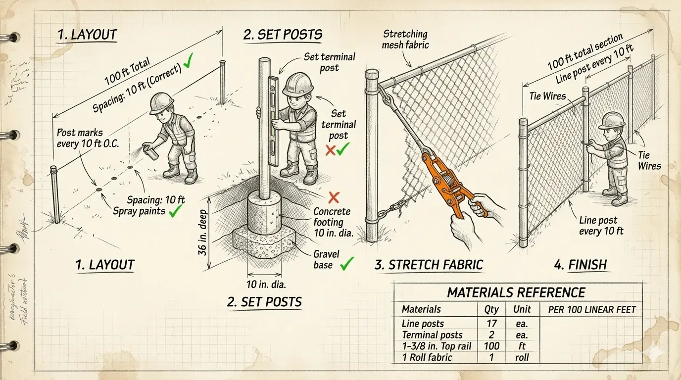 Chain Link Fence Installation: Step-by-Step Guide for Contractors