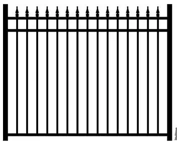C-1 Traditional Straight Picket 3-Rail Pool Section w/Finials Flush Bottom